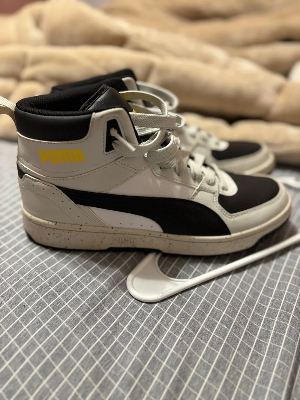 Puma Black and White Foam-Cushion High-Top Sneaker - Picture 2 of 4